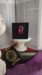 Mystic Baroque Collection – Handmade Bronze Pendant with Fuchsia Octagon Crystal