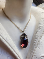 Arcane Resonance Collection – Small Handmade Bronze Pendant with Brown Oval Crystal