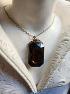 Mystic Baroque Collection – Handmade Bronze Pendant with Brown Octagon Crystal