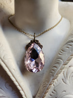 Mystic Baroque Collection – Handmade Bronze Pendant with Light Pink Teardrop Crystal