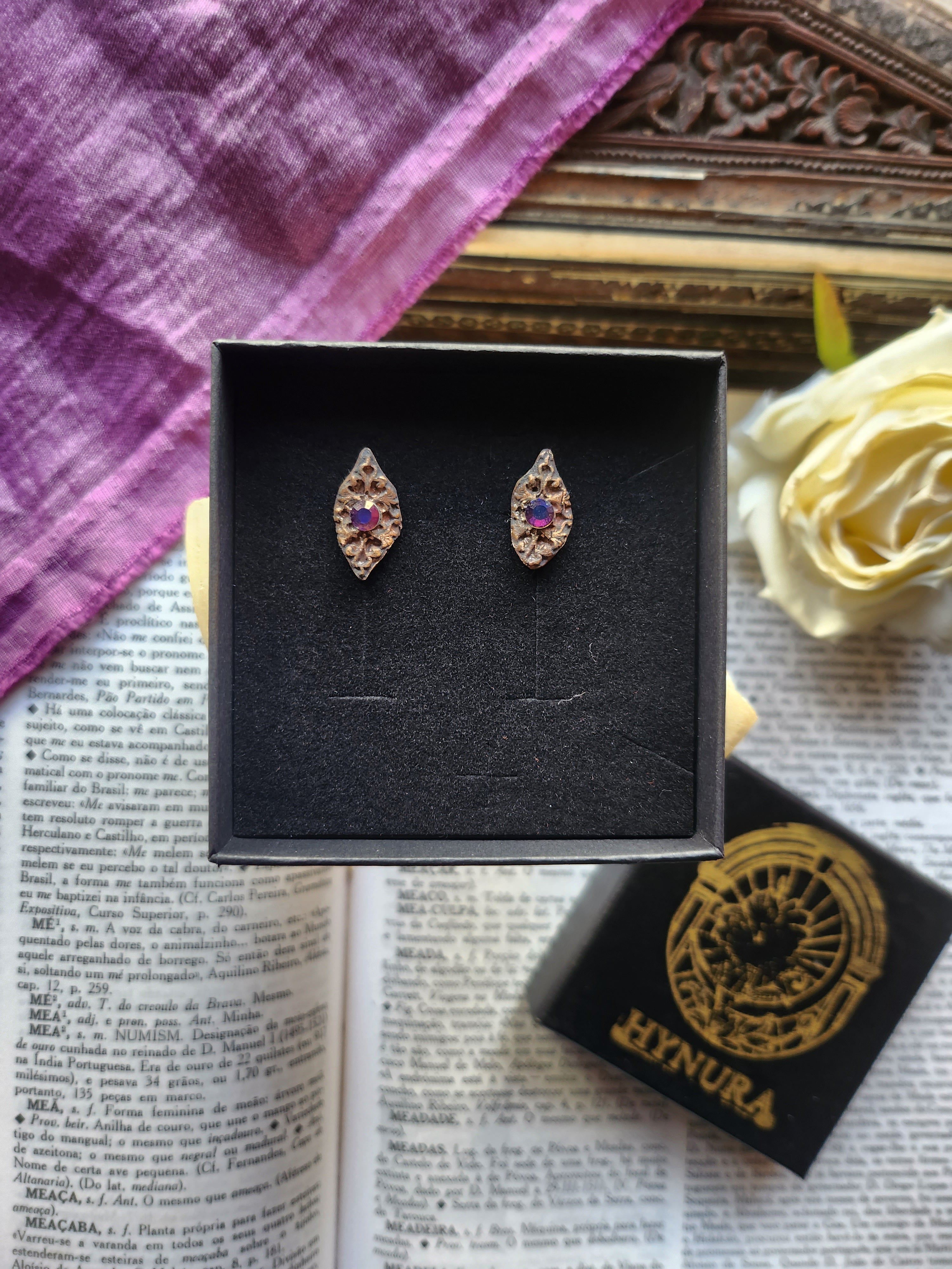 Arcane Resonance Collection - Handmade Bronze Multicolor Crystal Earrings