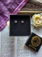Pendientes de bronce hechos a mano con cristales de color lila