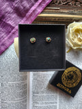 Aretes de bronce hechos a mano con cristales azules