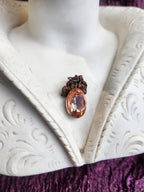 Arcane Resonance Collection – Handmade Copper Pendant with Salmon Oval Crystal