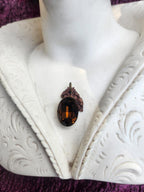 Arcane Resonance Collection – Handmade Copper Pendant with Brown Oval Crystal