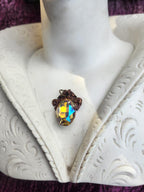 Arcane Resonance Collection – Handmade Copper Pendant with Iridescent Oval Crystal