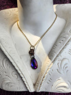 Rosarium Collection Collection - Handmade Bronze Rose Pendant with Fuchsia Crystal