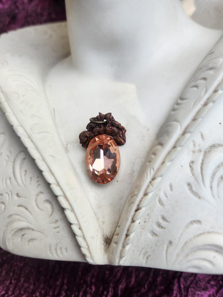 Arcane Resonance Collection – Handmade Copper Pendant with Salmon Oval Crystal