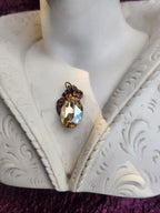 Arcane Resonance Collection – Handmade Copper Pendant with Light Amber Oval Crystal