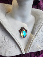 Arcane Resonance Collection – Handmade Copper Pendant with Iridescent Oval Crystal