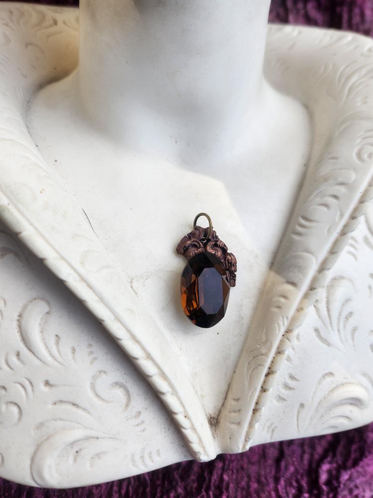 Arcane Resonance Collection – Handmade Copper Pendant with Brown Oval Crystal