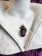 Arcane Resonance Collection – Handmade Copper Pendant with Brown Oval Crystal