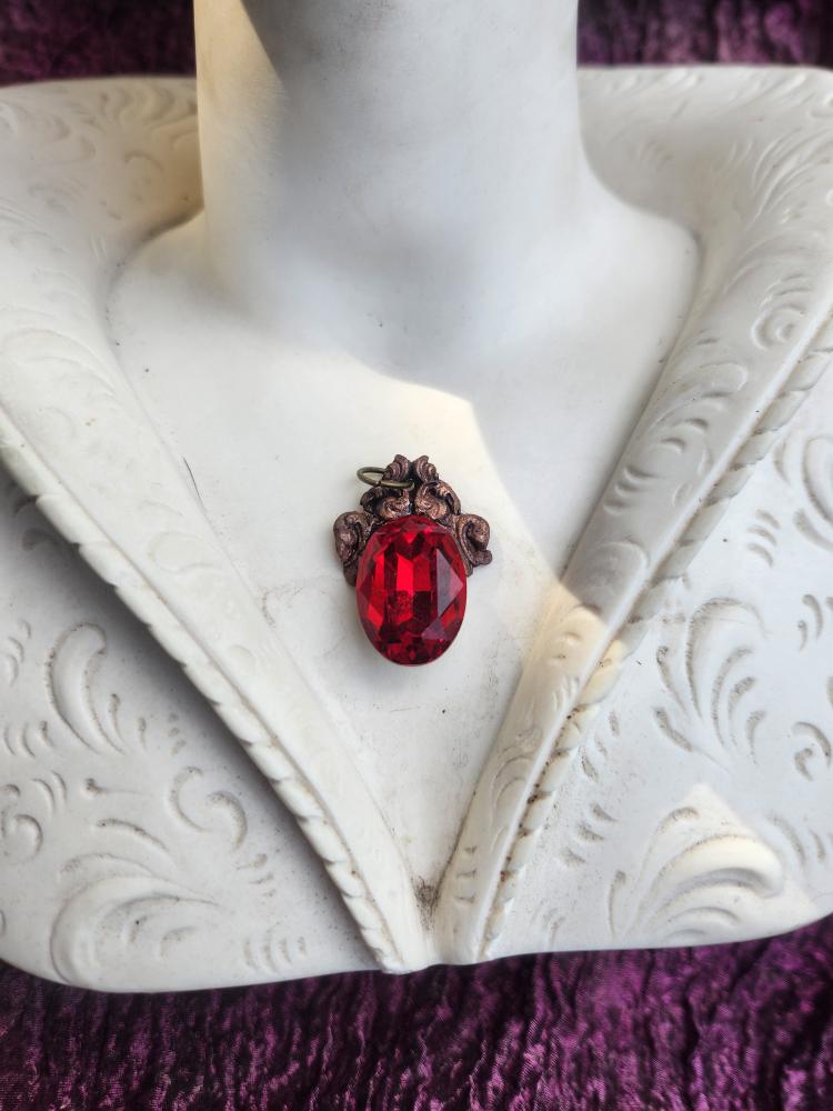Arcane Resonance Collection – Handmade Copper Pendant with Red Oval Crystal