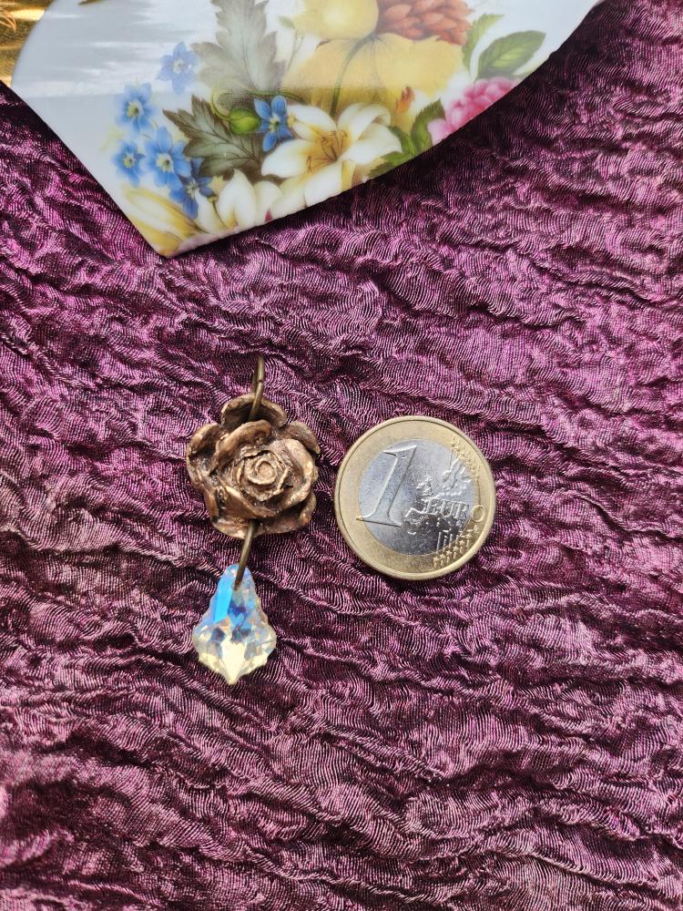 Rosarium Collection Collection - Handmade Bronze Rose Pendant with Opal Crystal
