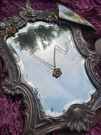 Eternal Bloom Collection – Handmade Bronze Flower Pendant with Green Crystal