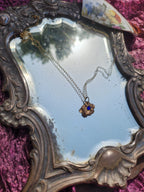 Eternal Bloom Collection – Handmade Bronze Flower Pendant with Royal Blue Crystal
