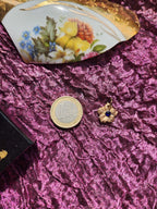 Eternal Bloom Collection – Handmade Bronze Flower Pendant with Royal Blue Crystal