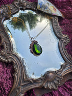 Mystic Baroque Collection – Handmade Bronze Pendant with Green Teardrop Crystal