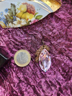 Mystic Baroque Collection – Handmade Bronze Pendant with Light Pink Crystal Marquise-Cut