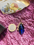Mystic Baroque Collection – Handmade Bronze Pendant with Deep Blue Crystal Marquise-Cut