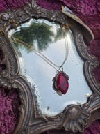 Mystic Baroque Collection – Handmade Bronze Pendant with Red Crystal Marquise-Cut