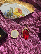 Mystic Baroque Collection – Handmade Bronze Pendant with Red Crystal Marquise-Cut