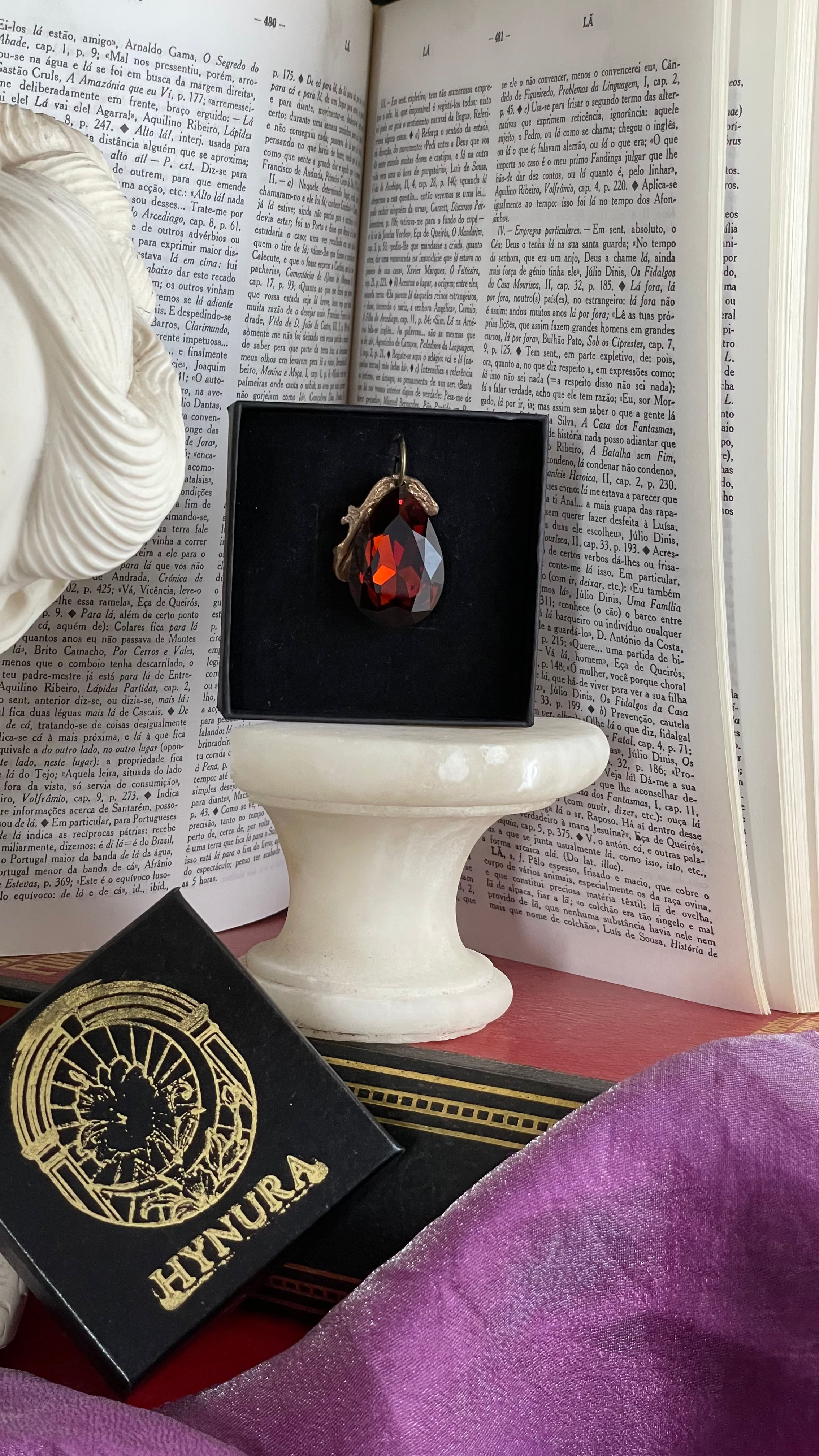 Mystic Baroque Collection – Handmade Bronze Pendant with Brown Teardrop Crystal