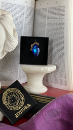 Mystic Baroque Collection – Handmade Bronze Pendant with Midnight Blue Crystal Marquise-Cut