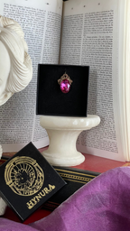 Arcane Resonance Collection – Handmade Bronze Pendant with Fuchsia Oval Crystal