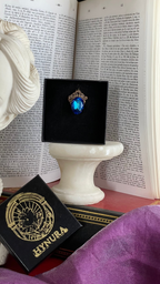 Arcane Resonance Collection – Handmade Bronze Pendant with Blue Oval Crystal