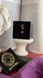 Echoes of Heaven Collection - Handmade Bronze Angel Pendant with Fuchsia Crystal