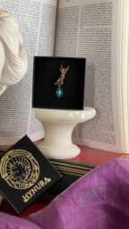 Echoes of Heaven Collection - Handmade Bronze Angel Pendant with Emerald Aurora Crystal