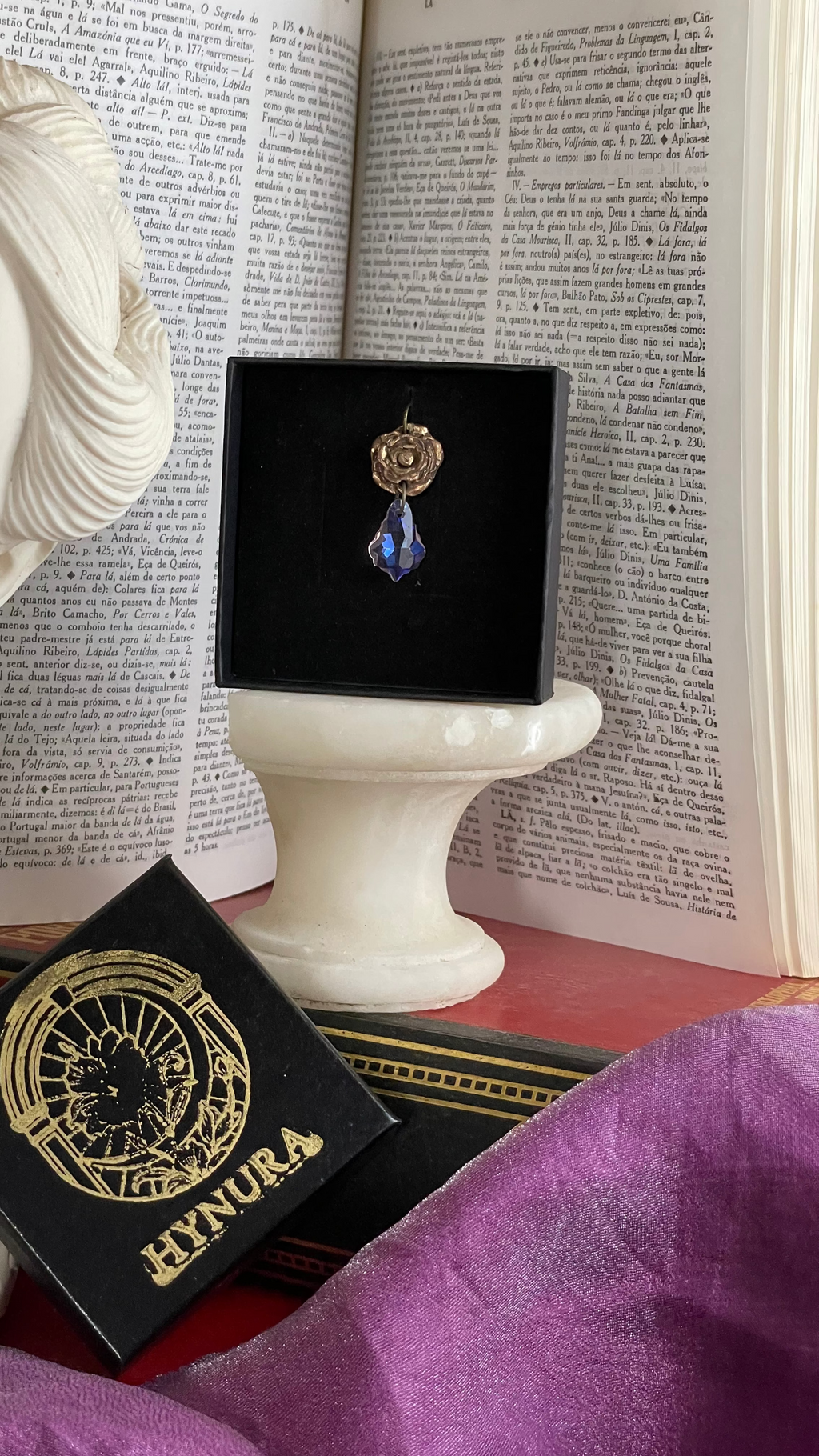 Rosarium Collection Collection - Handmade Bronze Rose Pendant with Pink Crystal