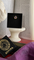 Eternal Bloom Collection – Handmade Bronze Flower Pendant with Royal Blue Crystal