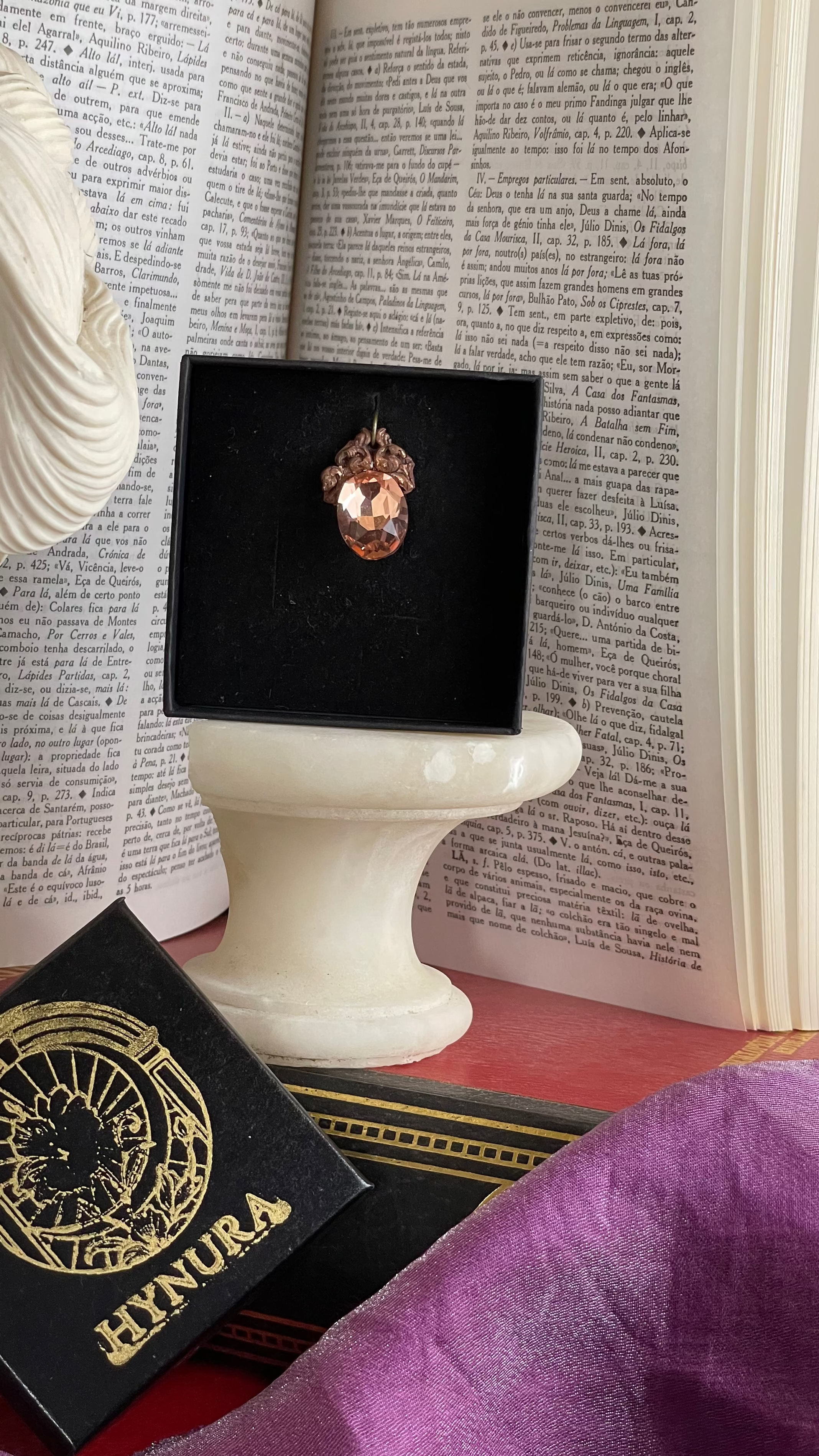 Arcane Resonance Collection – Handmade Copper Pendant with Salmon Oval Crystal