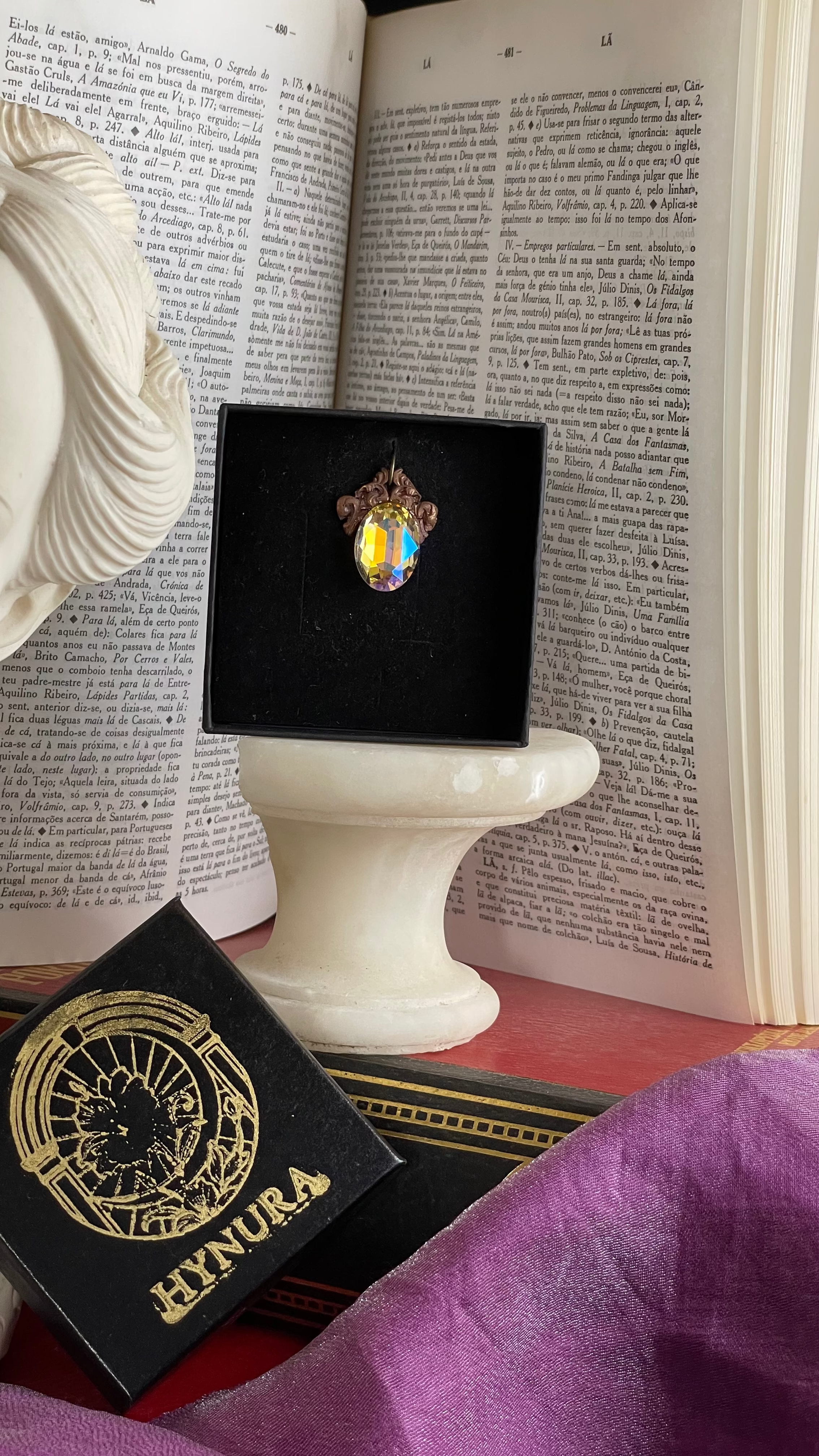 Arcane Resonance Collection – Handmade Copper Pendant with Iridescent Oval Crystal