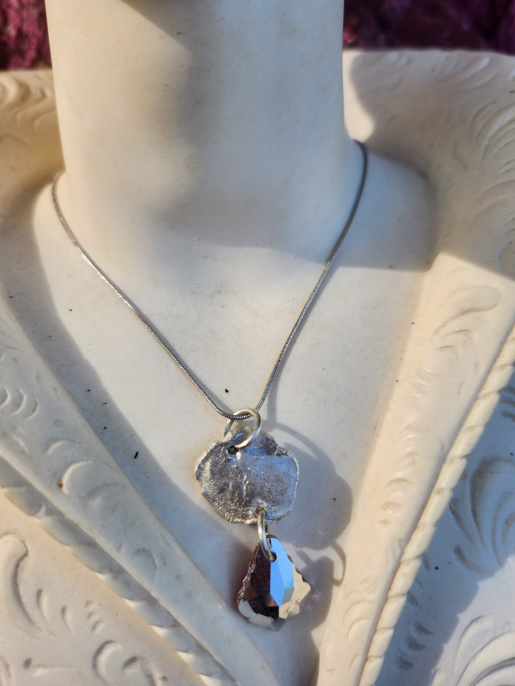 Rosarium Collection Collection - Handmade 999 Silver Rose Set with Fuchsia Crystal