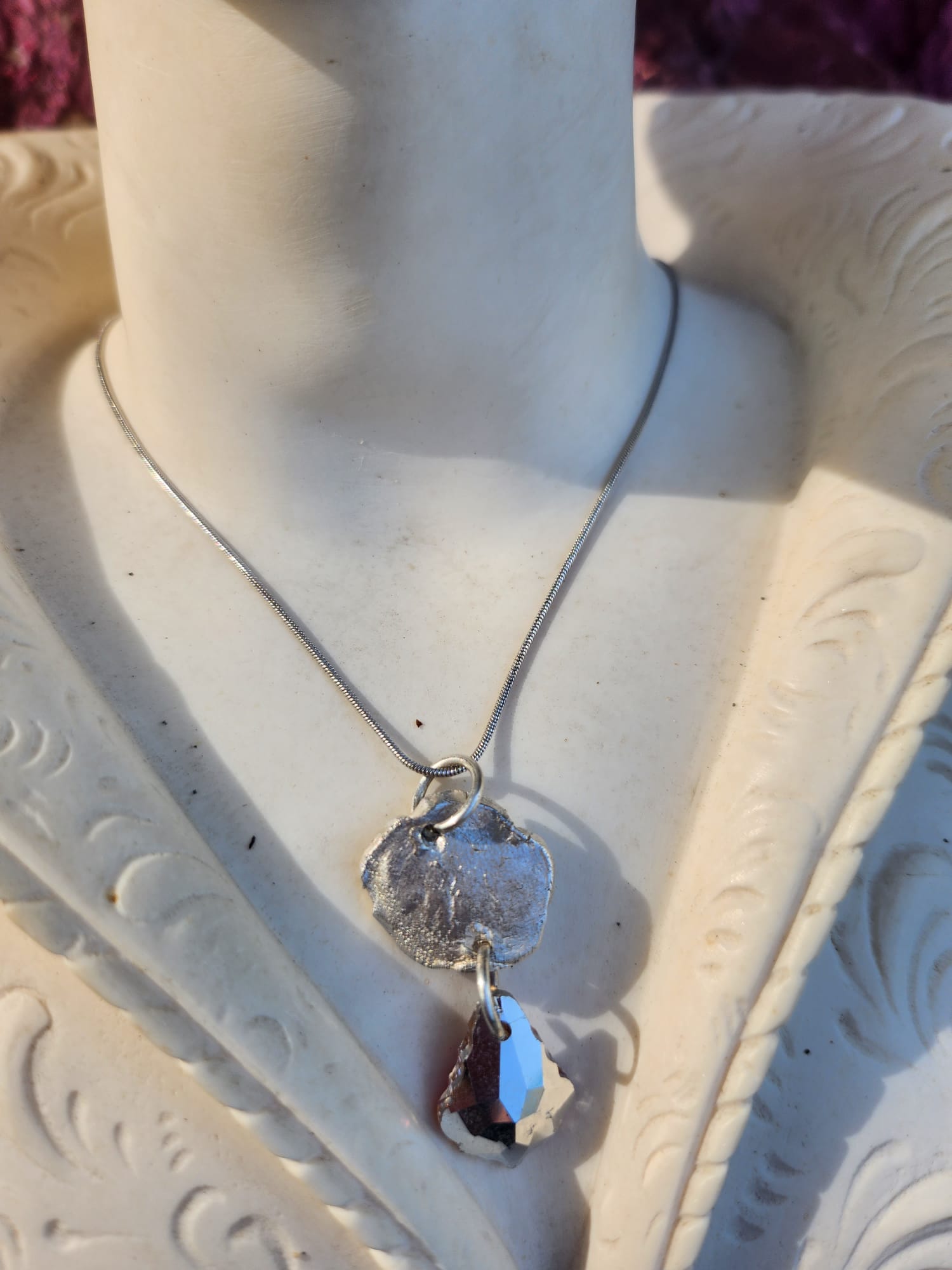 Rosarium Collection Collection - Handmade 999 Silver Rose Set with Fuchsia Crystal