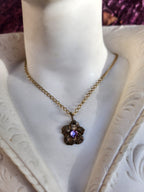 Eternal Bloom Collection – Handmade Bronze Flower Pendant with Light Pink Crystal