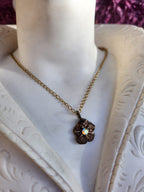 Eternal Bloom Collection – Handmade Bronze Flower Pendant with Yellow Opal Crystal