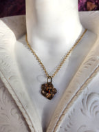 Eternal Bloom Collection – Handmade Bronze Flower Pendant with Multicolored Crystal