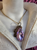 Mystic Baroque Collection – Handmade Bronze Pendant with Light Pink Crystal Marquise-Cut
