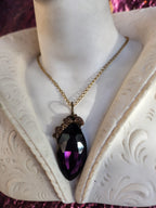 Mystic Baroque Collection – Handmade Bronze Pendant with Purple Crystal Marquise-Cut