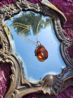 Mystic Baroque Collection – Handmade Bronze Pendant with Amber Oval Crystal