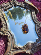 Mystic Baroque Collection – Handmade Bronze Pendant with Brown Oval Crystal