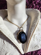 Mystic Baroque Collection – Handmade Bronze Pendant with Midnight Purple Oval Crystal