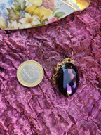 Mystic Baroque Collection – Handmade Bronze Pendant with Midnight Purple Oval Crystal