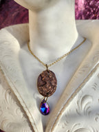 Handmade Roman Bronze Medallion with Fuchsia Crystal
