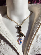 Echoes of Heaven Collection - Handmade Bronze Angel Pendant with Aurora Crystal