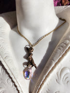 Echoes of Heaven Collection - Handmade Bronze Angel Pendant with Aurora Crystal